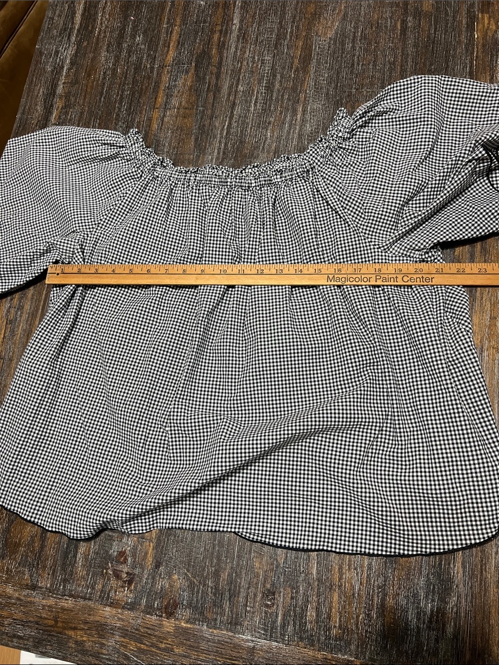 Lane Bryant Black and White Gingham Off-Shoulder Top - Picture 5 of 7